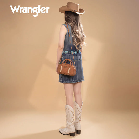 WG262-522BR - Wrangler Whipstitch Collection Mini Satchel/Crossbody Bag - Brown