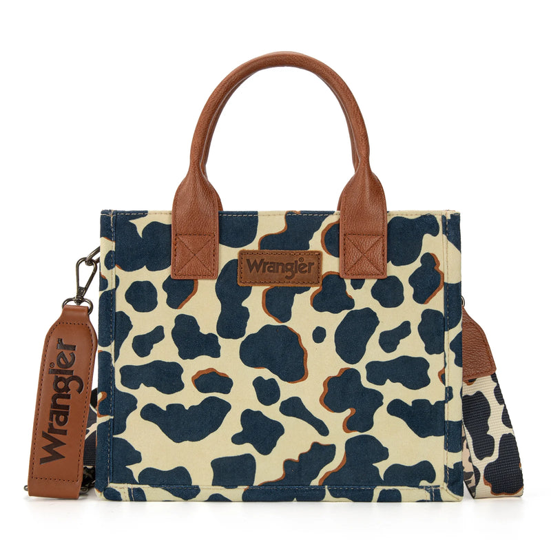 Load image into Gallery viewer, WG264-8120BR - Wrangler Cow Print Concealed Carry Tote/Crossbody - Brown
