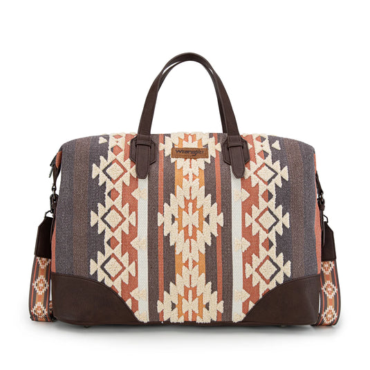 WG275-5110CF - Wrangler Sherpa Aztec Canvas Duffel Bag - Coffee