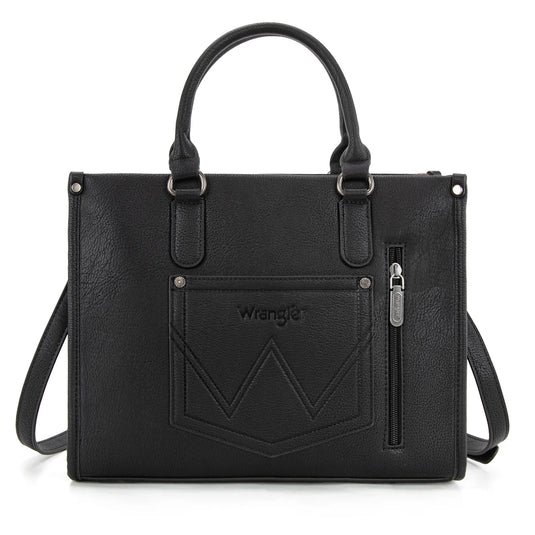 WG275-8120BK - Wrangler Sherpa Aztec Canvas Tote/Crossbody - Black