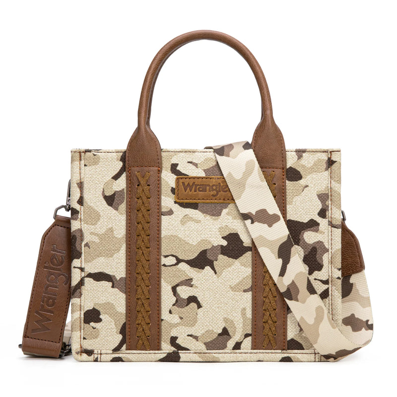 Load image into Gallery viewer, WG286-8120SBR - Wrangler Camo Print Concealed Carry Tote/Crossbody -Brown
