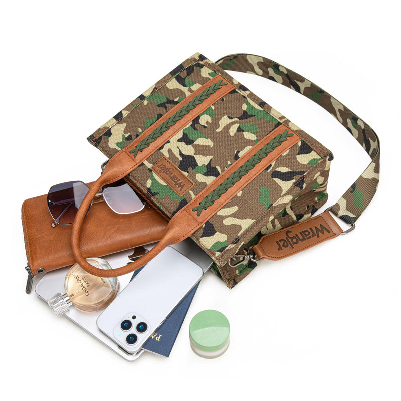 Load image into Gallery viewer, WG286-8120SGN - Wrangler Camo Print Concealed Carry Tote/Crossbody -Green
