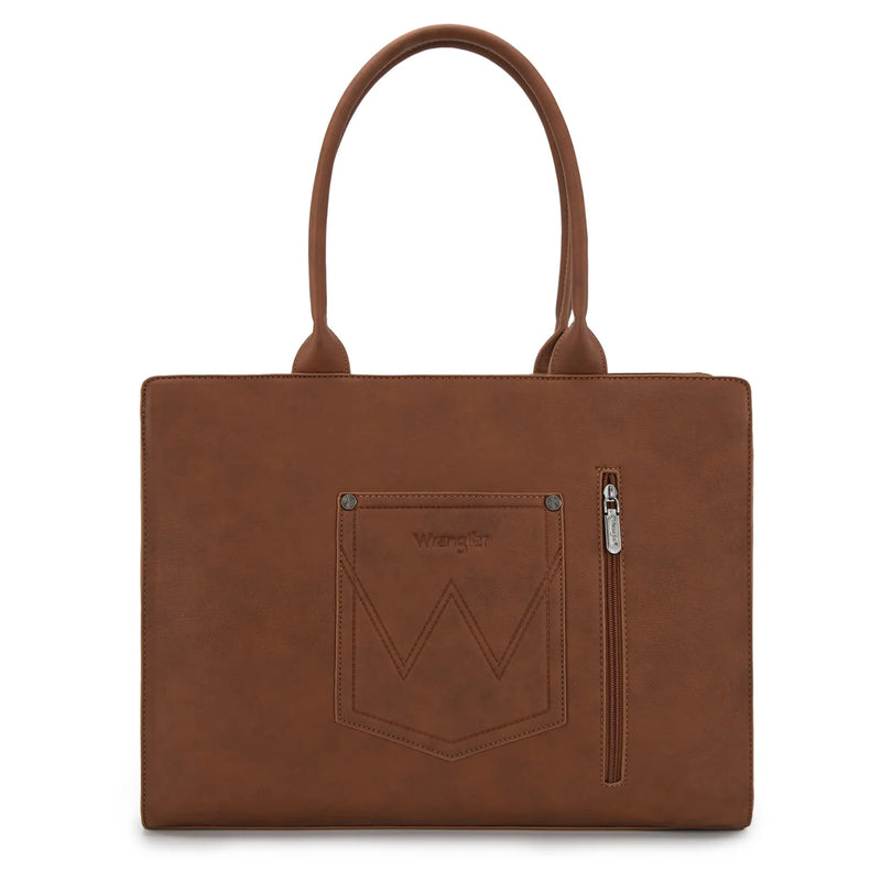 Load image into Gallery viewer, WG292-8110BR - Wrangler Horseshoe Cutout Carry-All Large Tote Bag - Brown
