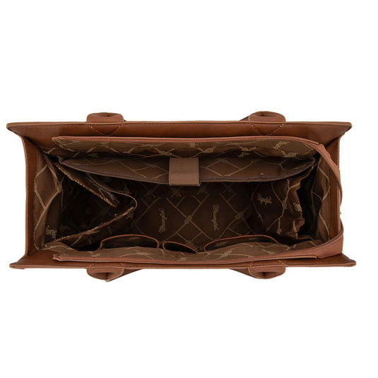 WG292-8110BR - Wrangler Horseshoe Cutout Carry-All Large Tote Bag - Brown