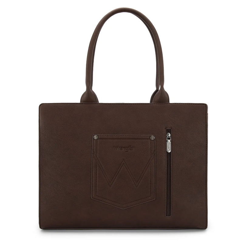 Load image into Gallery viewer, WG292-8110CF - Wrangler Horseshoe Cutout Carry-All Large Tote Bag - Coffee
