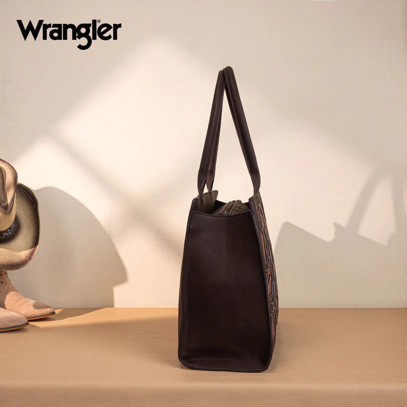 Load image into Gallery viewer, WG292-8110CF - Wrangler Horseshoe Cutout Carry-All Large Tote Bag - Coffee
