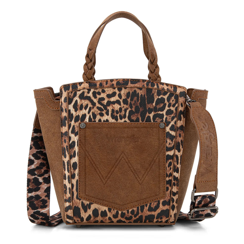Load image into Gallery viewer, WG296-8014BR - Wrangler Leopard Print Tote/Crossbody - Brown
