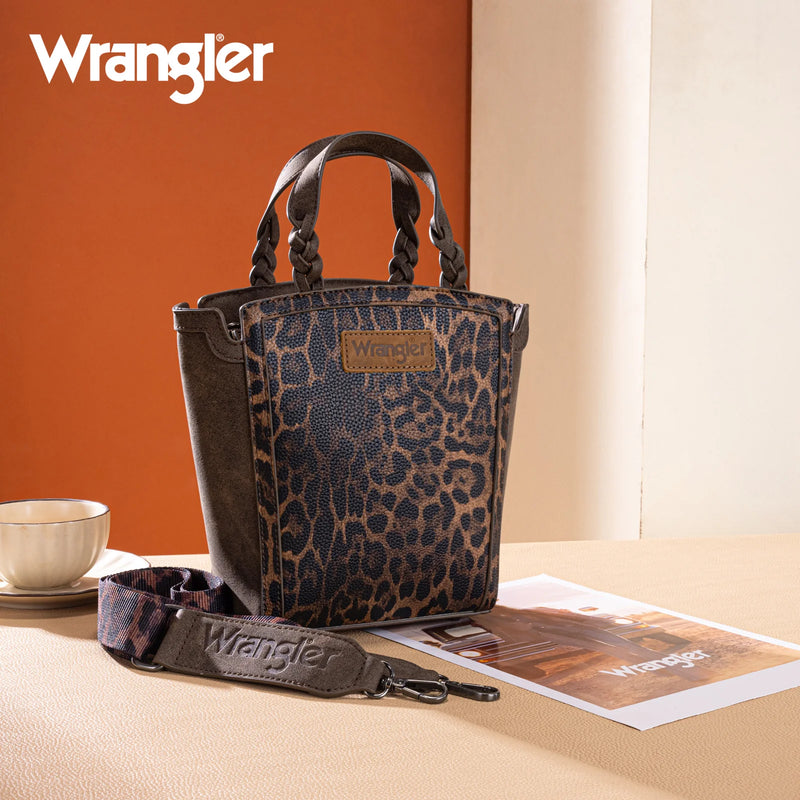 Load image into Gallery viewer, WG296-8014CF - Wrangler Leopard Print Tote/Crossbody - Coffee
