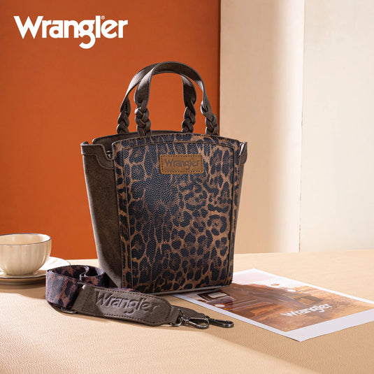 WG296-8014CF - Wrangler Leopard Print Tote/Crossbody - Coffee