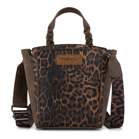 WG296-8014CF - Wrangler Leopard Print Tote/Crossbody - Coffee
