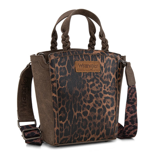 WG296-8014CF - Wrangler Leopard Print Tote/Crossbody - Coffee