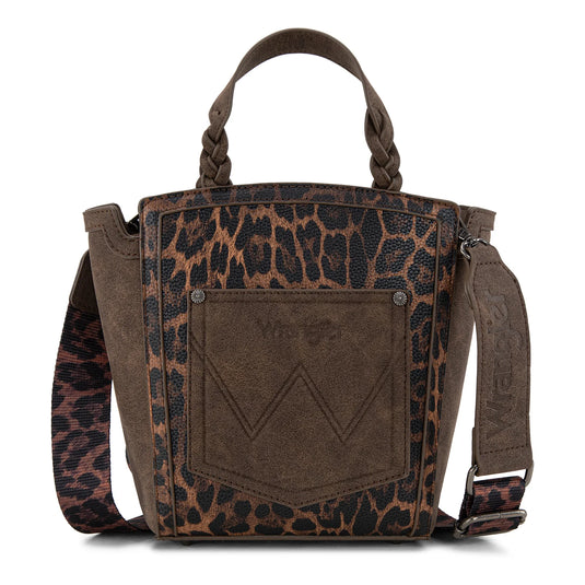 WG296-8014CF - Wrangler Leopard Print Tote/Crossbody - Coffee
