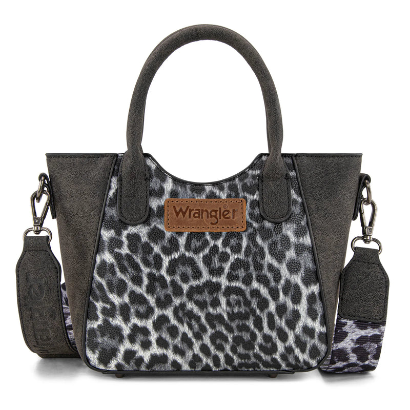 Load image into Gallery viewer, WG296-8015BK - Wrangler Leopard Print Small Tote/Crossbody -Black
