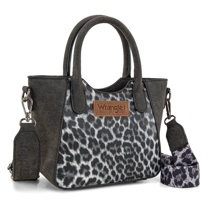 Load image into Gallery viewer, WG296-8015BK - Wrangler Leopard Print Small Tote/Crossbody -Black
