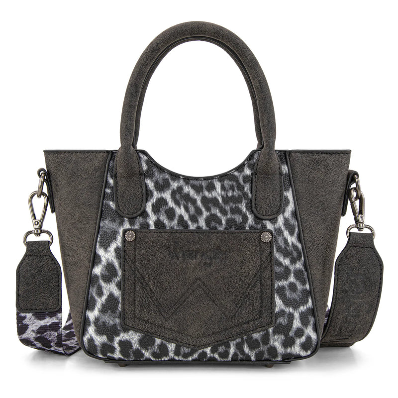 Load image into Gallery viewer, WG296-8015BK - Wrangler Leopard Print Small Tote/Crossbody -Black
