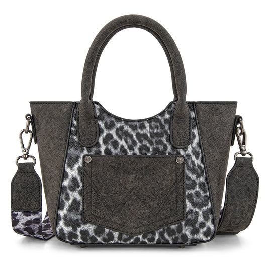 WG296-8015BK - Wrangler Leopard Print Small Tote/Crossbody -Black
