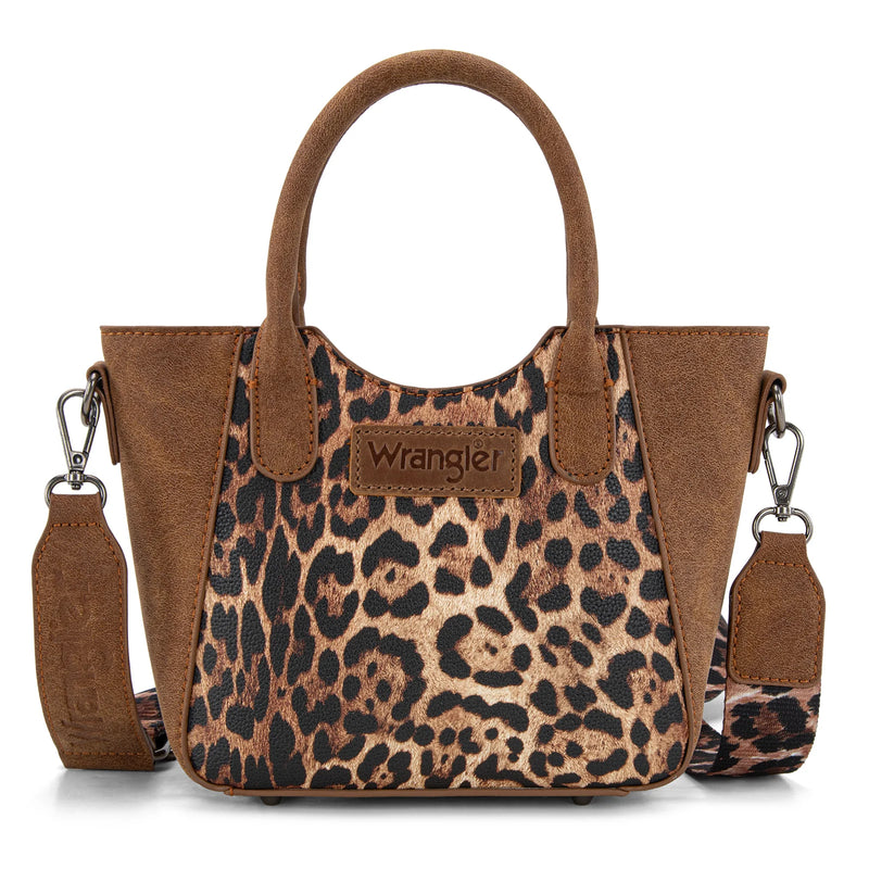 Load image into Gallery viewer, WG296-8015BR - Wrangler Leopard Print Small Tote/Crossbody -Brown
