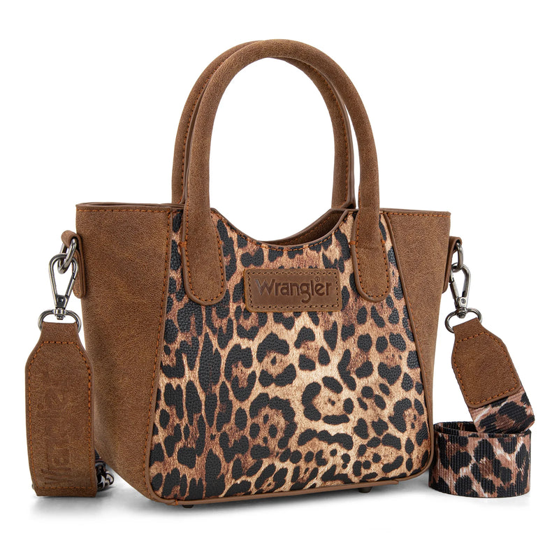 Load image into Gallery viewer, WG296-8015BR - Wrangler Leopard Print Small Tote/Crossbody -Brown
