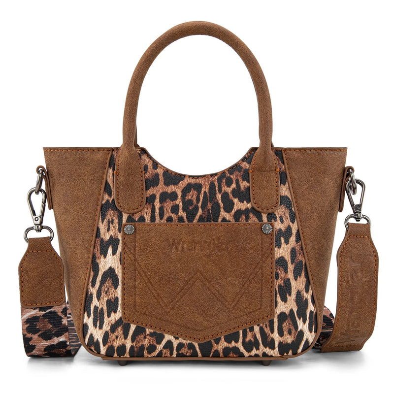 Load image into Gallery viewer, WG296-8015BR - Wrangler Leopard Print Small Tote/Crossbody -Brown
