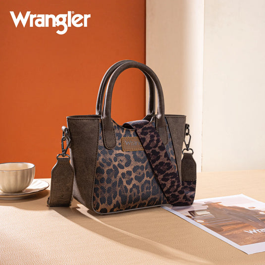 WG296-8015CF - Wrangler Leopard Print Small Tote/Crossbody -Coffee
