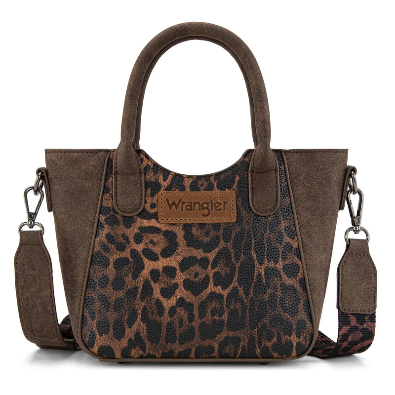 Load image into Gallery viewer, WG296-8015CF - Wrangler Leopard Print Small Tote/Crossbody -Coffee
