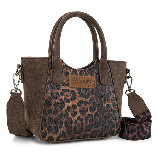 WG296-8015CF - Wrangler Leopard Print Small Tote/Crossbody -Coffee