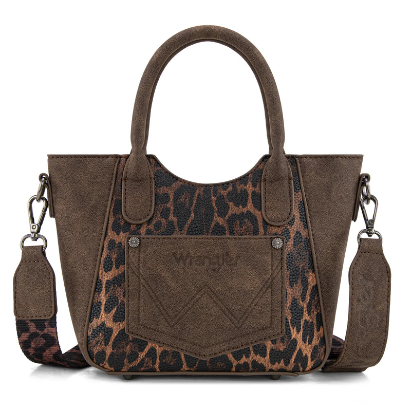 Load image into Gallery viewer, WG296-8015CF - Wrangler Leopard Print Small Tote/Crossbody -Coffee
