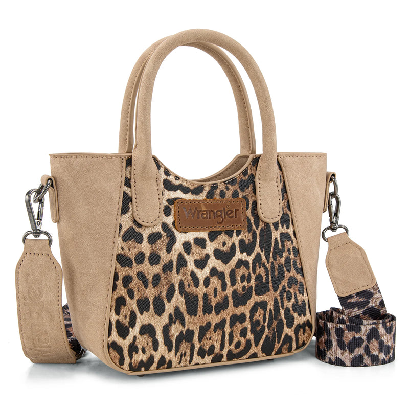 Load image into Gallery viewer, WG296-8015TN - Wrangler Leopard Print Small Tote/Crossbody -Tan

