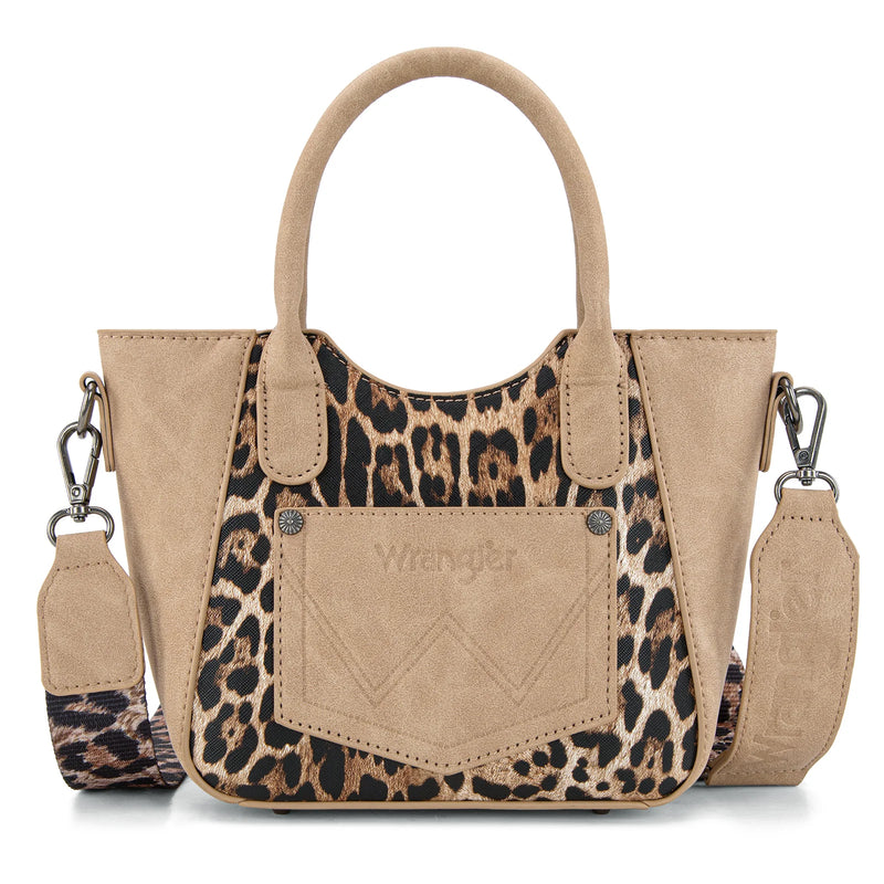 Load image into Gallery viewer, WG296-8015TN - Wrangler Leopard Print Small Tote/Crossbody -Tan

