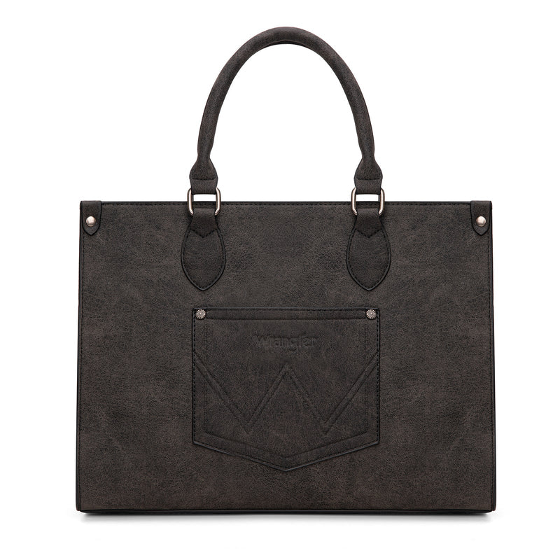 Load image into Gallery viewer, WG296-8625BK - Wrangler Leopard Print Wide Tote Bag/Crossbody- Black
