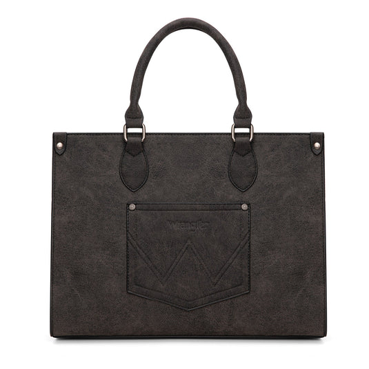 WG296-8625BK - Wrangler Leopard Print Wide Tote Bag/Crossbody- Black
