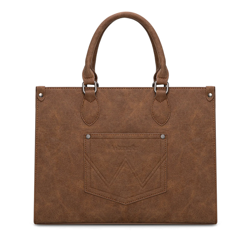 Load image into Gallery viewer, WG296-8625BR - Wrangler Leopard Print Wide Tote Bag/Crossbody- Brown
