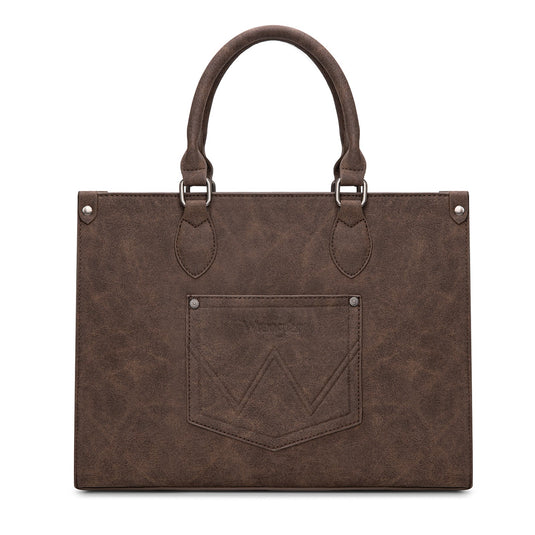 WG296-8625CF - Wrangler Leopard Print Wide Tote Bag/Crossbody- Coffee