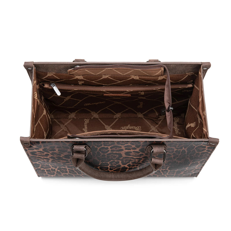 Load image into Gallery viewer, WG296-8625CF - Wrangler Leopard Print Wide Tote Bag/Crossbody- Coffee
