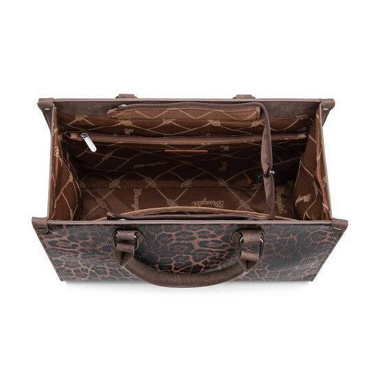 WG296-8625CF - Wrangler Leopard Print Wide Tote Bag/Crossbody- Coffee