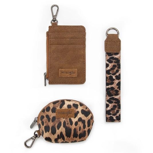 WG296-W0051BR - Wrangler Leopard Print Dual Pouch Wristlet
