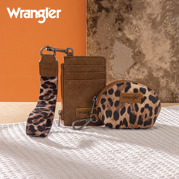WG296-W0051BR - Wrangler Leopard Print Dual Pouch Wristlet