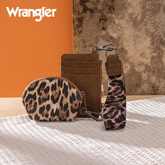 WG296-W0051BR - Wrangler Leopard Print Dual Pouch Wristlet