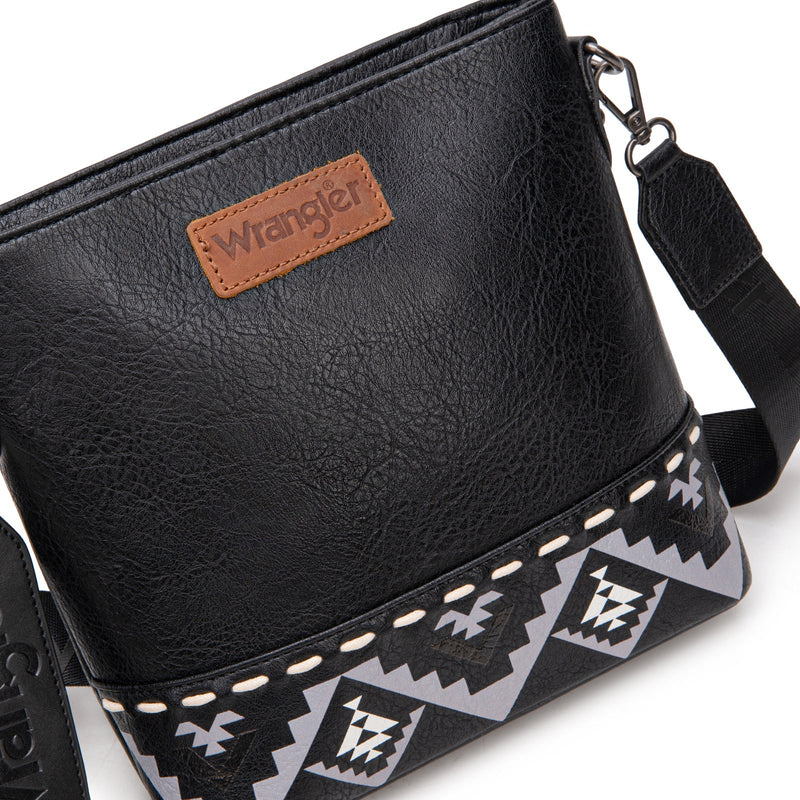 Load image into Gallery viewer, WG297G-8360BK - Wrangler Aztec Print Crossbody Bag - Black
