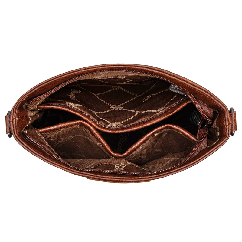 Load image into Gallery viewer, WG297G-8360BR - Wrangler Aztec Print Crossbody Bag - Brown
