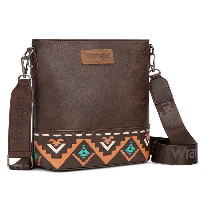WG297G-8360CF - Wrangler Aztec Print Crossbody Bag - Coffee