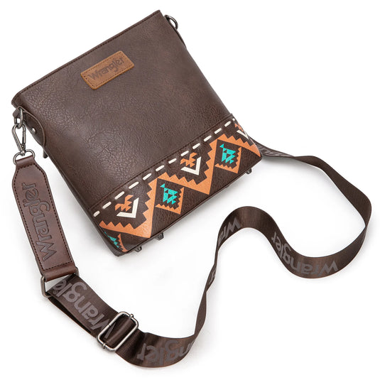 WG297G-8360CF - Wrangler Aztec Print Crossbody Bag - Coffee