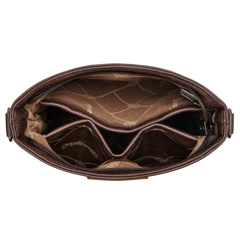 Load image into Gallery viewer, WG297G-8360CF - Wrangler Aztec Print Crossbody Bag - Coffee
