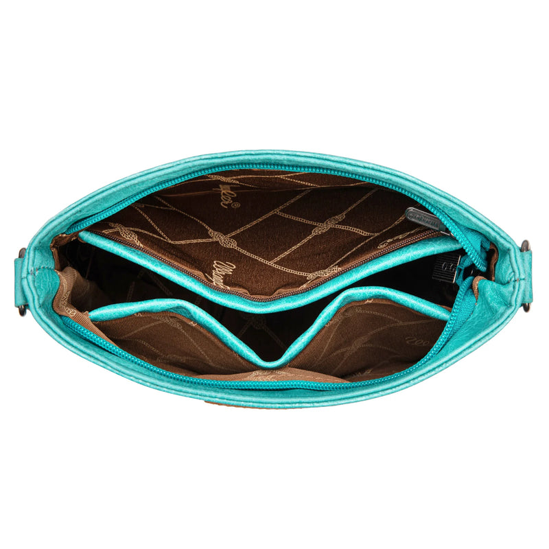 Load image into Gallery viewer, WG297G-8360TQ - Wrangler Aztec Print Crossbody Bag - Turquoise
