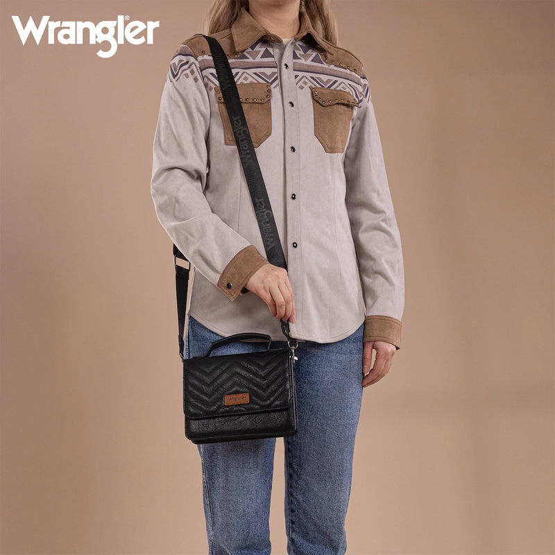 Load image into Gallery viewer, WG3-0056BK -  Wrangler 3PCs Set Mini Top Handle Crossbody/Wallet/Card Case Set - Black

