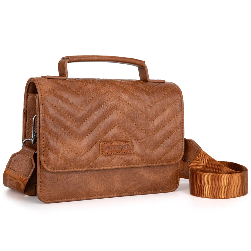 Load image into Gallery viewer, WG3-0056BR - Wrangler 3PCs Set Mini Top Handle Crossbody/Wallet/Card Case Set - Brown
