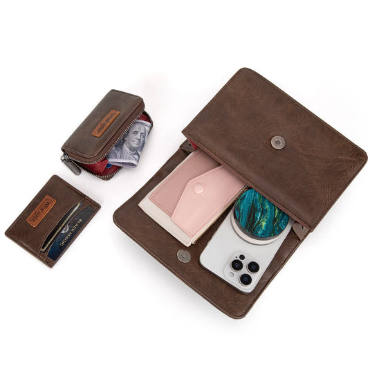 WG3-0056CF - Wrangler 3PCs Set Mini Top Handle Crossbody/Wallet/Card Case Set - Coffee