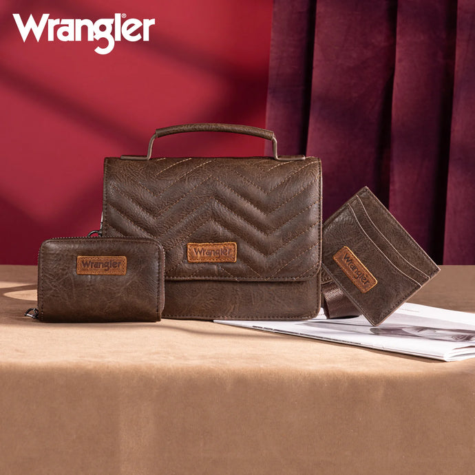 WG3-0056CF - Wrangler 3PCs Set Mini Top Handle Crossbody/Wallet/Card Case Set - Coffee
