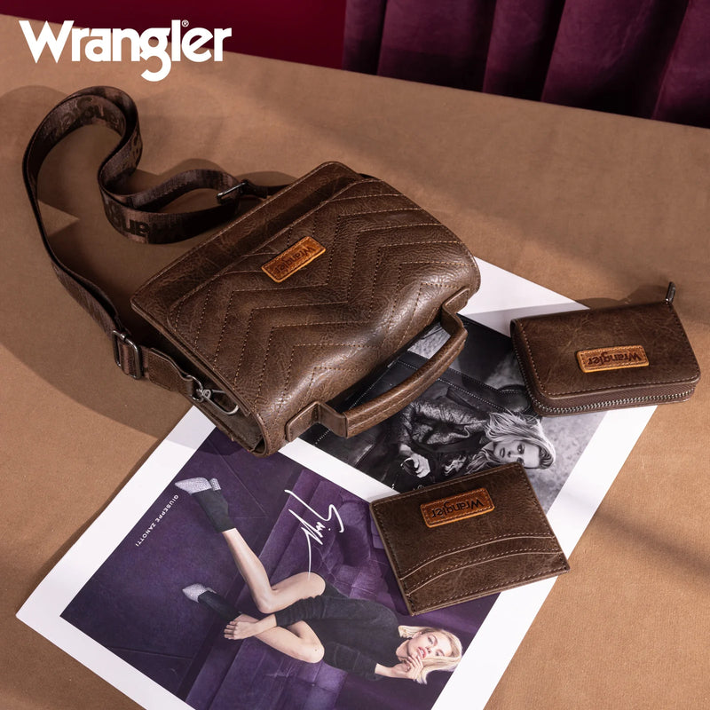 Load image into Gallery viewer, WG3-0056CF - Wrangler 3PCs Set Mini Top Handle Crossbody/Wallet/Card Case Set - Coffee
