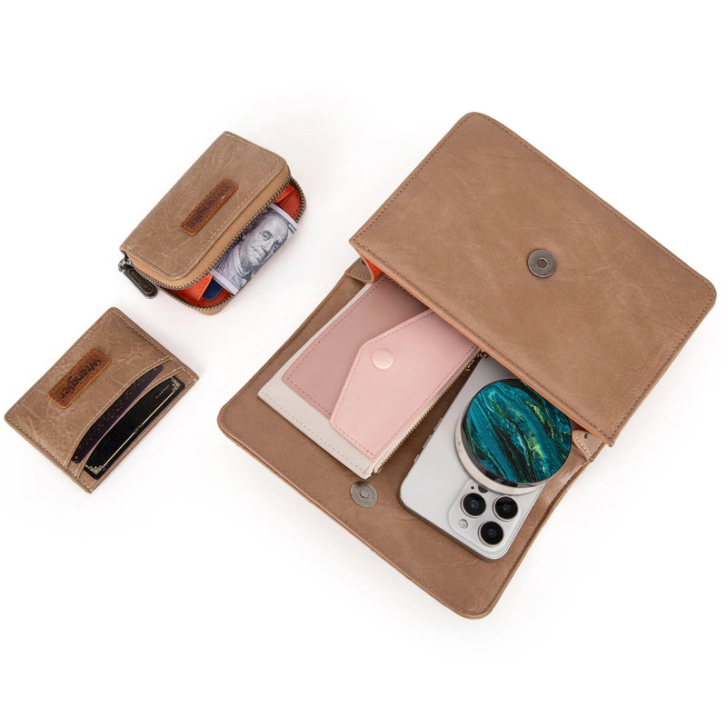 Load image into Gallery viewer, WG3-0056KH - Wrangler 3PCs Set Mini Top Handle Crossbody/Wallet/Card Case Set - Khaki
